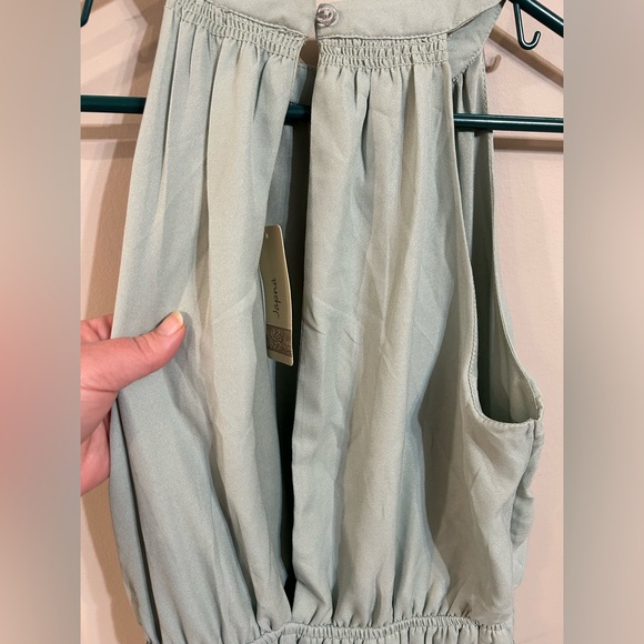 Japna Women’s Small Sage Green Tiered Halter Neck Modern Boho Mini Dress - Picture 9 of 11